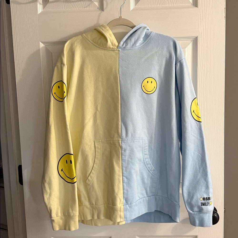 Yellow and Blue Smiley Face Hoodie